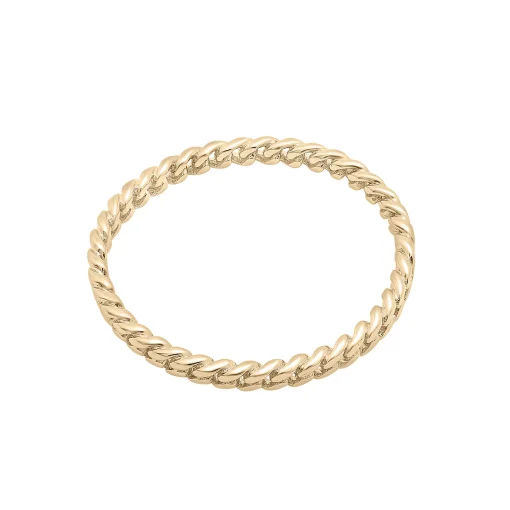Mini Curb Link Ring In 14K Yellow Gold