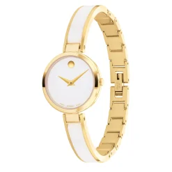 Moda Ladies' Watch In Gold-Tone And White Ceramic, 24Mm
