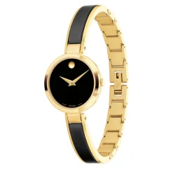 Moda Ladies' Watch In Gold-Tone And Black Ceramic, 24Mm