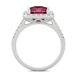 Moissanite & Lab Created Ruby Halo Ring In 14K White Gold (1/2 Ct. Tw.)