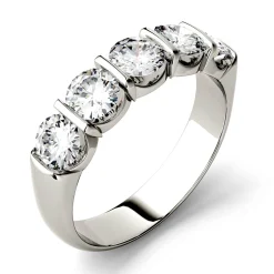 Moissanite Band With Five-Stone Setting In 14K White Gold (1 5/8 Ct. Tw.)