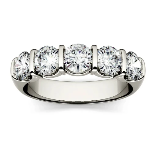 Moissanite Band With Five-Stone Setting In 14K White Gold (1 5/8 Ct. Tw.)
