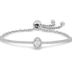 Moissanite Bolo Bracelet With Oval Stone In Sterling Silver (3/4 Ct. Tw.)