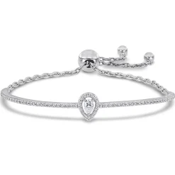 Moissanite Bolo Bracelet With Pear-Shaped Stone In Sterling Silver (3/4 Ct. Tw.)