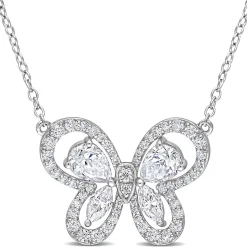 Moissanite Butterfly Necklace In Sterling Silver (1 3/4 Ct. Tw.)