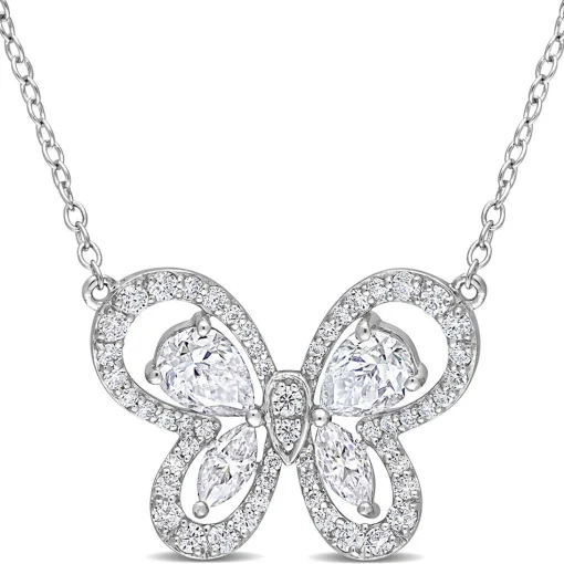 Moissanite Butterfly Necklace In Sterling Silver (1 3/4 Ct. Tw.)