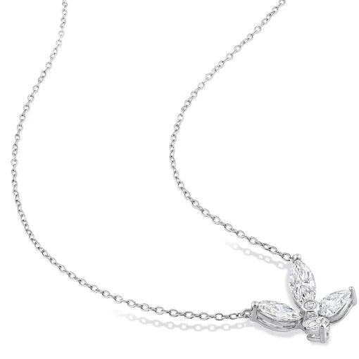 Moissanite Butterfly Necklace In Sterling Silver (2 Ct. Tw.)