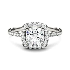 Moissanite Cushion-Cut Halo Ring In 14K Gold (1 5/8 Ct. Tw.)