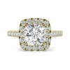 Moissanite Cushion-Cut Halo Ring In 14K Yellow Gold (2 5/8 Ct. Tw.)