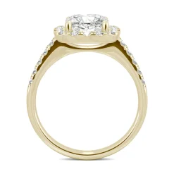 Moissanite Cushion-Cut Halo Ring In 14K Yellow Gold (2 5/8 Ct. Tw.)