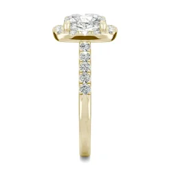 Moissanite Cushion-Cut Halo Ring In 14K Yellow Gold (2 5/8 Ct. Tw.)