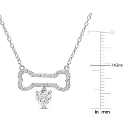 Moissanite Dog Bone Pendant Necklace In Sterling Silver