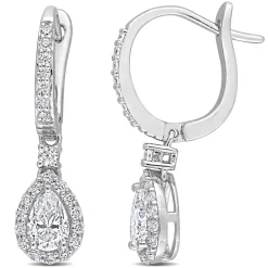Moissanite Drop Earrings With Pear-Shape In Sterling Silver (1 3/8 Ct. Tw.)