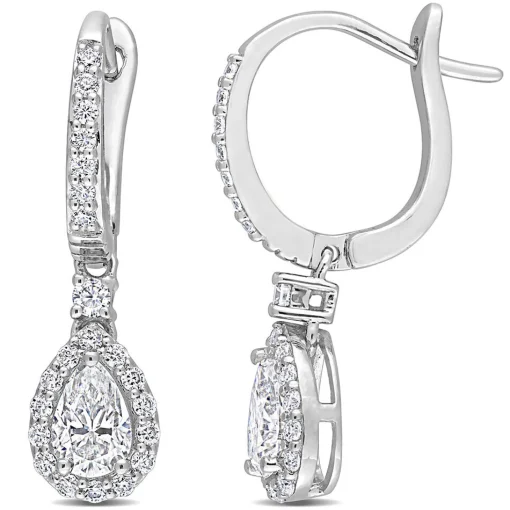 Moissanite Drop Earrings With Pear-Shape In Sterling Silver (1 3/8 Ct. Tw.)