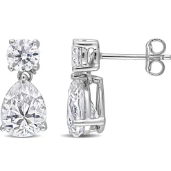 Moissanite Drop Earrings In Sterling Silver