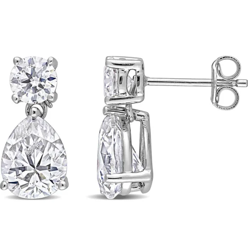 Moissanite Drop Earrings In Sterling Silver