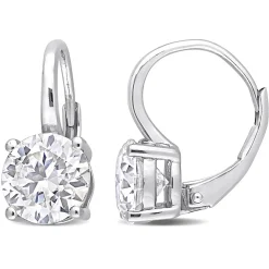 Moissanite Drop Earrings In Sterling Silver (3 1/5 Ct. Tw.)