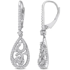 Moissanite Drop Earrings With Filigree In Sterling Silver (4/5 Ct. Tw.)