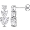 Moissanite Drop Earrings With Heart-Shaped Stones In Sterling Silver