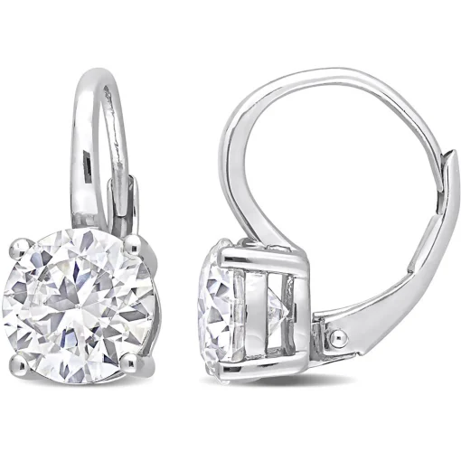 Moissanite Drop Earrings In Sterling Silver (3 1/5 Ct. Tw.)