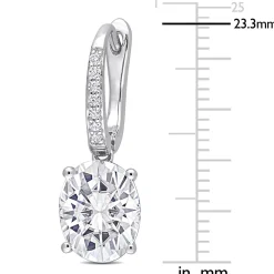 Moissanite Drop Earrings With Oval Stones In Sterling Silver (6 1/10 Ct. Tw.)