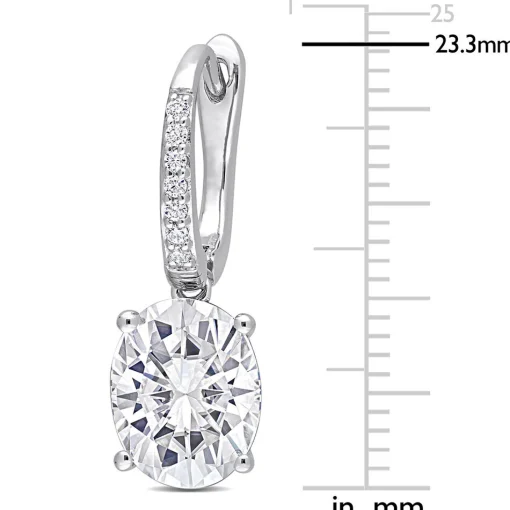 Moissanite Drop Earrings With Oval Stones In Sterling Silver (6 1/10 Ct. Tw.)