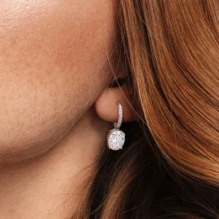 Moissanite Drop Earrings With Oval Stones In Sterling Silver (6 1/10 Ct. Tw.)