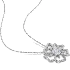 Moissanite Flower Necklace In Sterling Silver (1 1/10 Ct. Tw.)