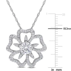 Moissanite Flower Necklace In Sterling Silver (1 1/10 Ct. Tw.)