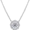 Moissanite Halo Necklace In Sterling Silver (1 1/2 Ct. Tw.)