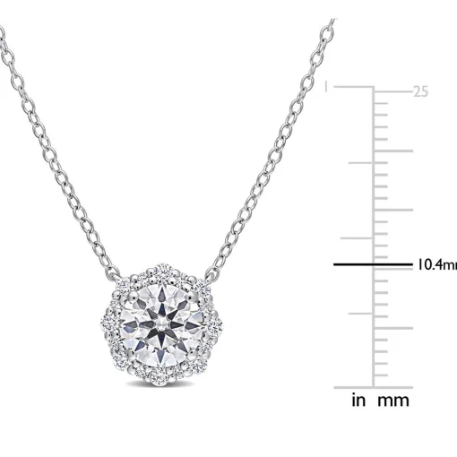 Moissanite Halo Necklace In Sterling Silver (1 1/2 Ct. Tw.)