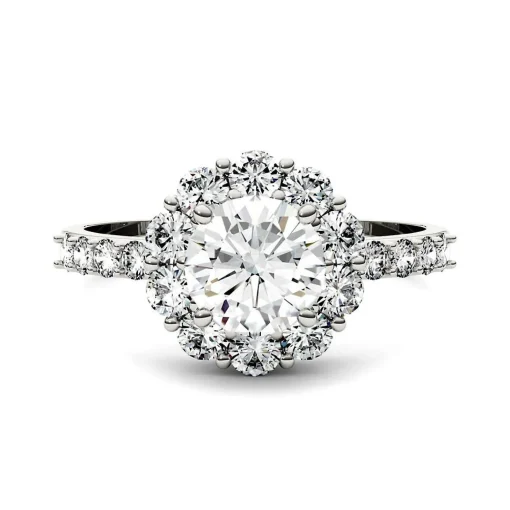 Moissanite Halo Ring In 14K White Gold (1 4/5 Ct. Tw.)