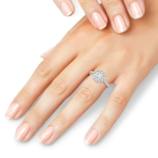 Moissanite Halo Ring In 14K White Gold (1 4/5 Ct. Tw.)