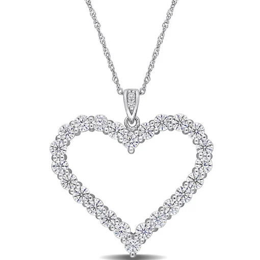 Moissanite Heart Pendant In Sterling Silver (2 2/5 Ct. Tw.)