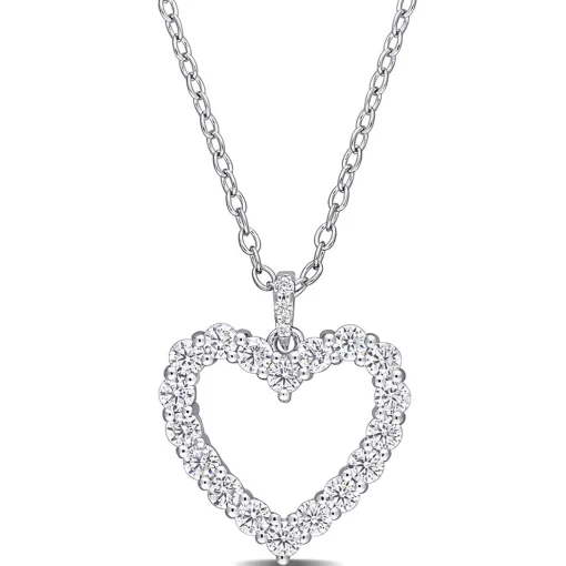 Moissanite Heart Pendant In Sterling Silver (3/5 Ct. Tw.)