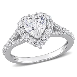Moissanite Heart Ring In Sterling Silver (1 3/5 Ct. Tw.)