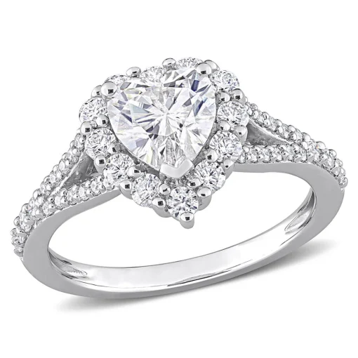 Moissanite Heart Ring In Sterling Silver (1 3/5 Ct. Tw.)