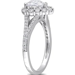 Moissanite Heart Ring In Sterling Silver (1 3/5 Ct. Tw.)