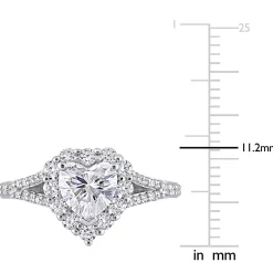 Moissanite Heart Ring In Sterling Silver (1 3/5 Ct. Tw.)