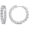 Moissanite Hoop Earrings With U Prongs In Sterling Silver (3 Ct. Tw.)