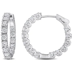 Moissanite Hoop Earrings With U Prongs In Sterling Silver (3 Ct. Tw.)