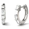 Moissanite Huggie Hoop Earrings In 14K White Gold (5/8 Ct. Tw.)