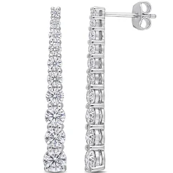 Moissanite Linear Earrings In Sterling Silver (2 3/4 Ct. Tw.)
