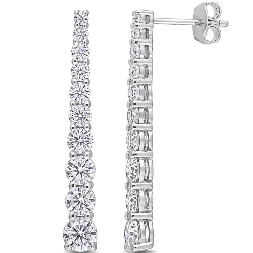 Moissanite Linear Earrings In Sterling Silver (2 3/4 Ct. Tw.)
