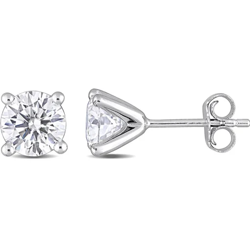 Moissanite Martini Stud Earrings In Sterling Silver (2 Ct. Tw.)