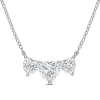 Moissanite Necklace With Three Heart-Shaped Stones In Sterling Silver (2 Ct. Tw.)