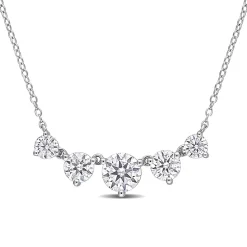 Moissanite Necklace With Five Stones In Sterling Silver (2 1/2 Ct. Tw.)