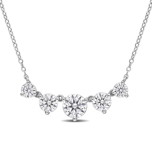 Moissanite Necklace With Five Stones In Sterling Silver (2 1/2 Ct. Tw.)