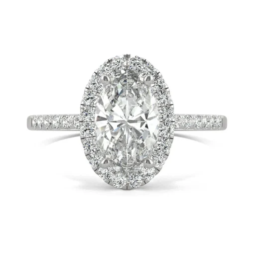 Moissanite Oval Halo Ring In 14K White Gold (2 5/8 Ct. Tw.)