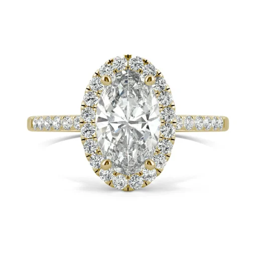 Moissanite Oval Halo Ring In 14K Yellow Gold (2 5/8 Ct. Tw.)